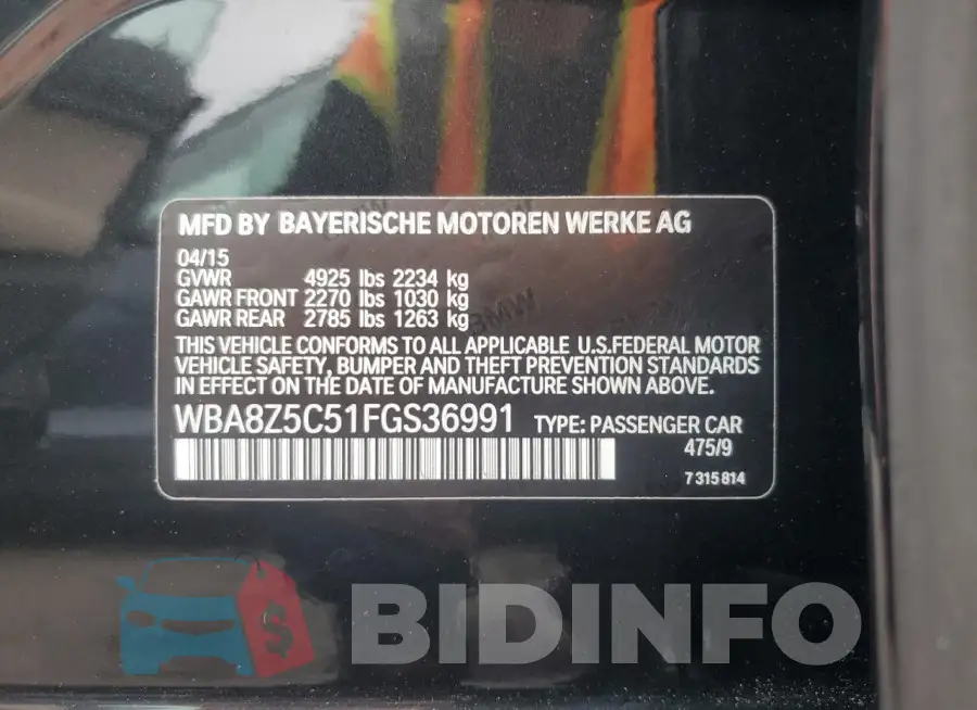 WBA8Z5C51FGS36991 Photo# 13