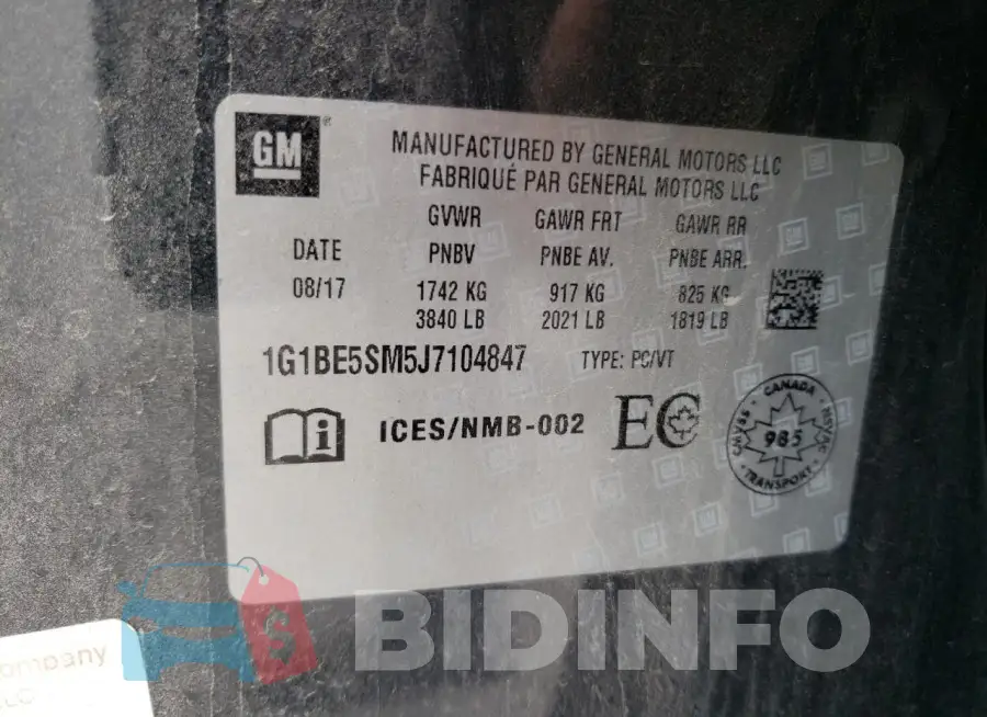 1G1BE5SM5J7104847 Photo# 13