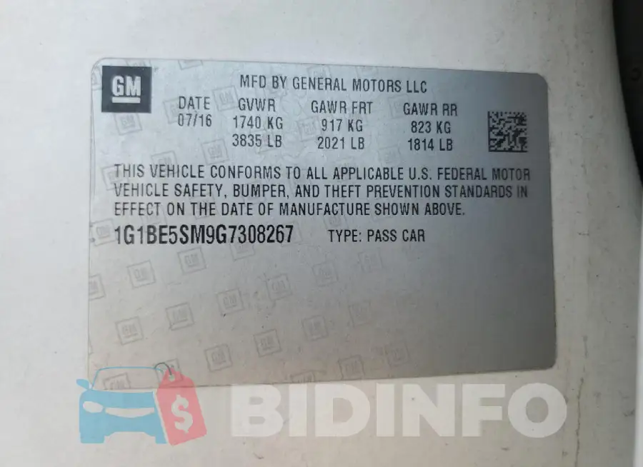 1G1BE5SM9G7308267 Photo# 12