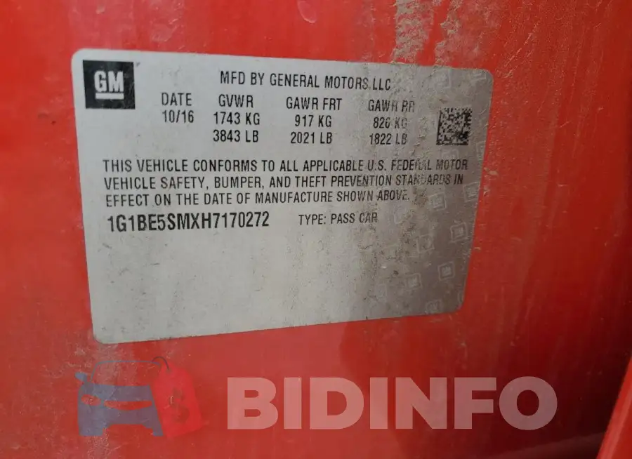 1G1BE5SMXH7170272 Photo# 13