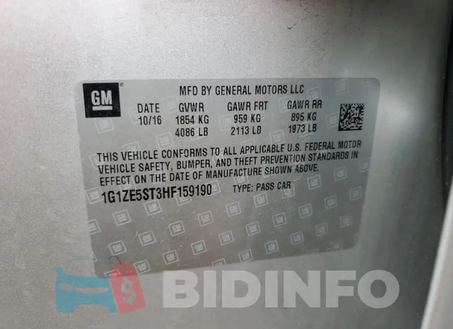 1G1ZE5ST3HF159190 Photo# 12