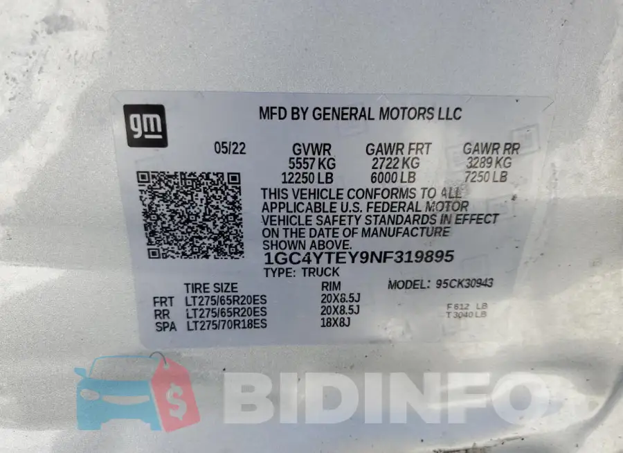1GC4YTEY9NF319895 Photo# 12
