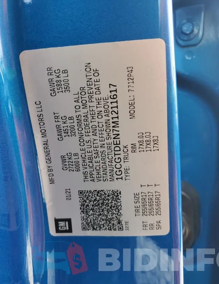 1GCGTDEN7M1211617 Photo# 12