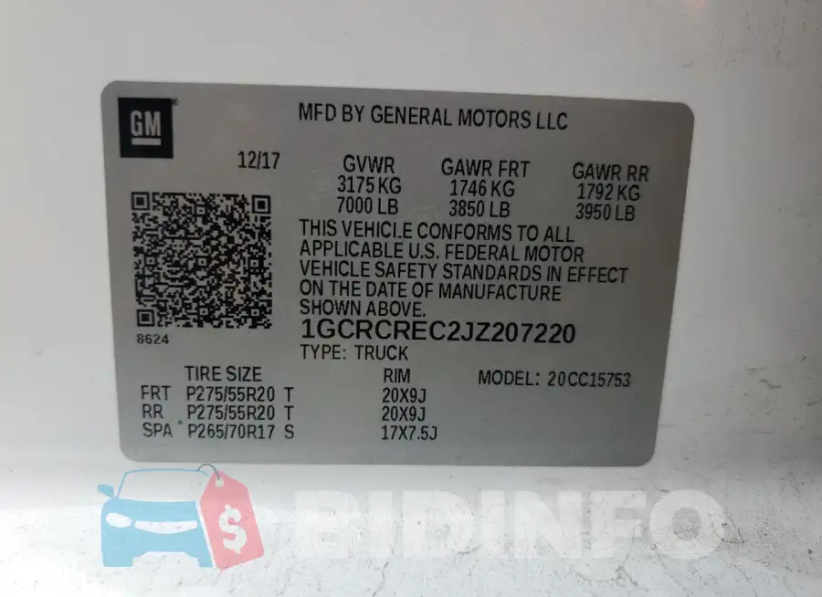 1GCRCREC2JZ207220 Photo# 12
