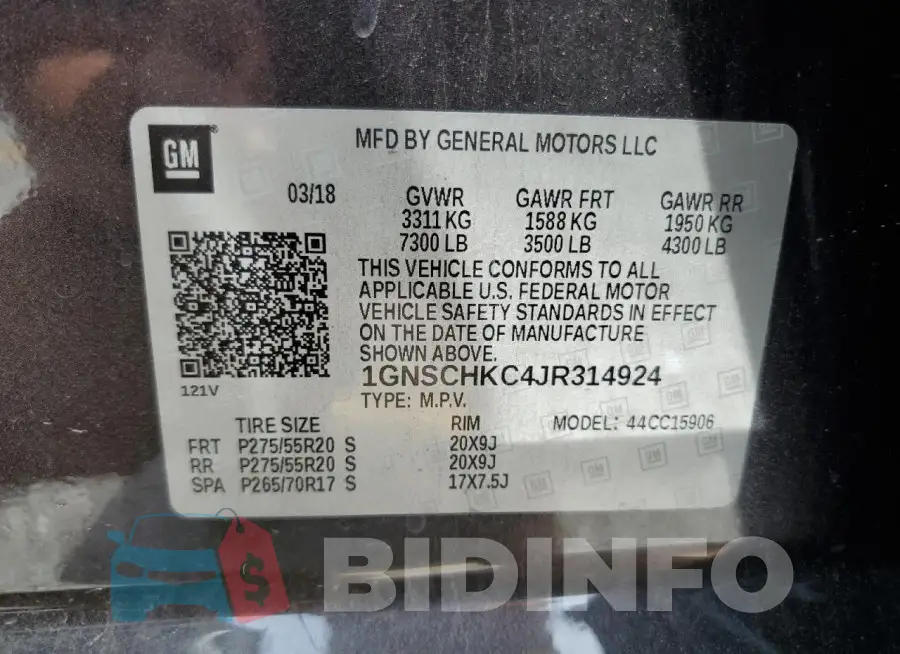 1GNSCHKC4JR314924 Photo# 14