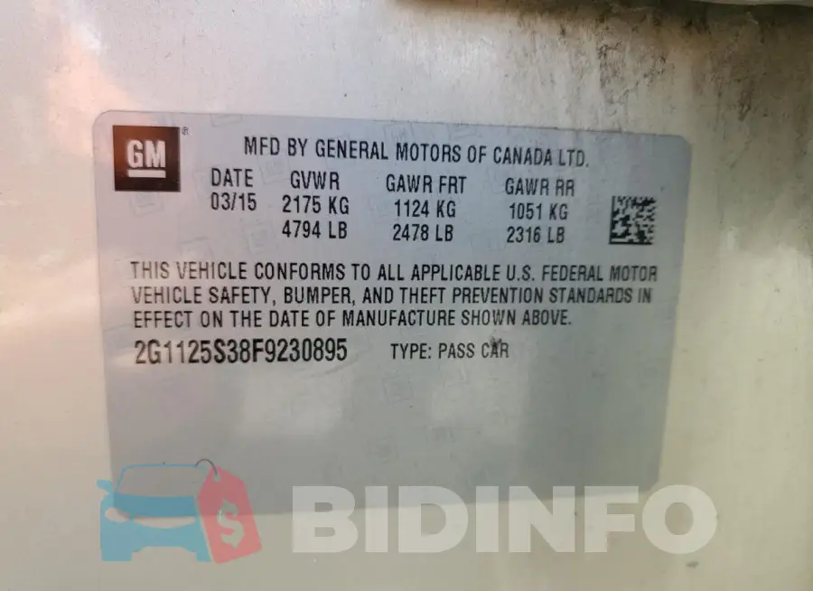 2G1125S38F9230895 Photo# 12
