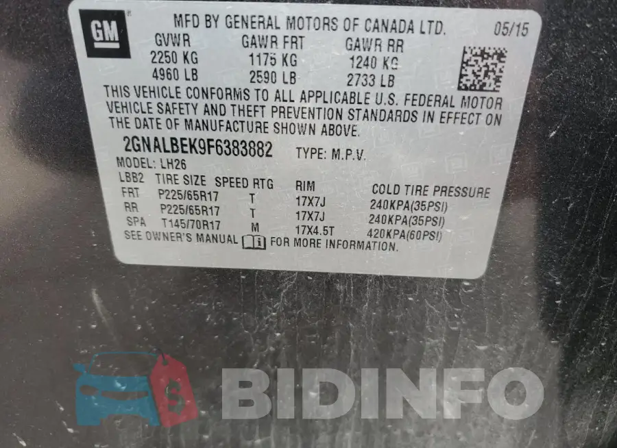 2GNALBEK9F6383882 Photo# 12