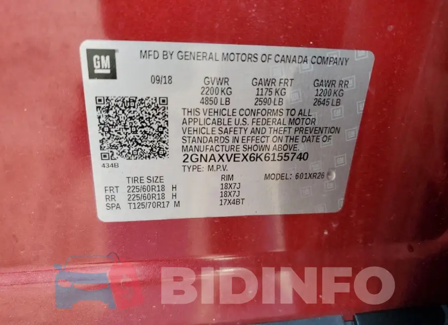 2GNAXVEX6K6155740 Photo# 13