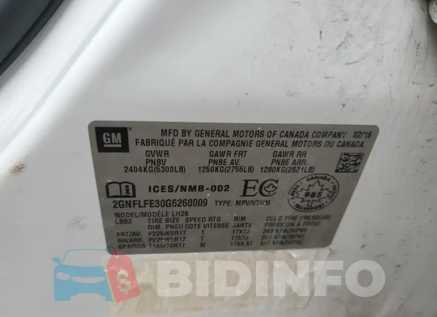 2GNFLFE30G6260009 Photo# 14