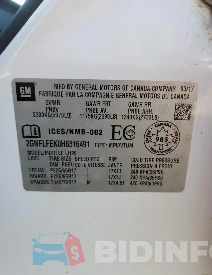 2GNFLFEK0H6316491 Photo# 13
