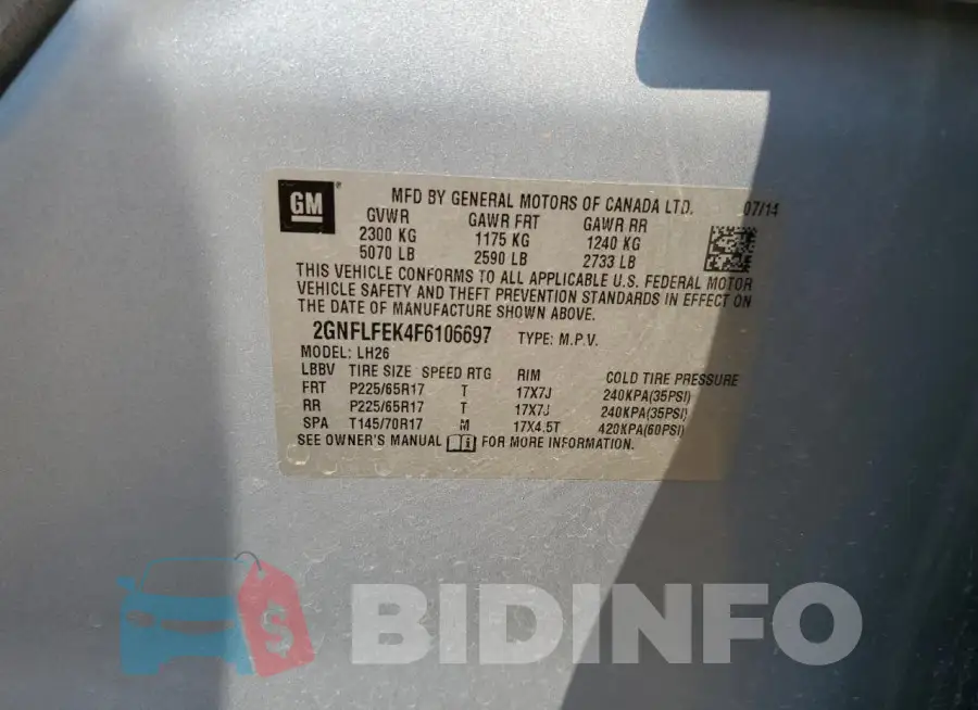 2GNFLFEK4F6106697 Photo# 13
