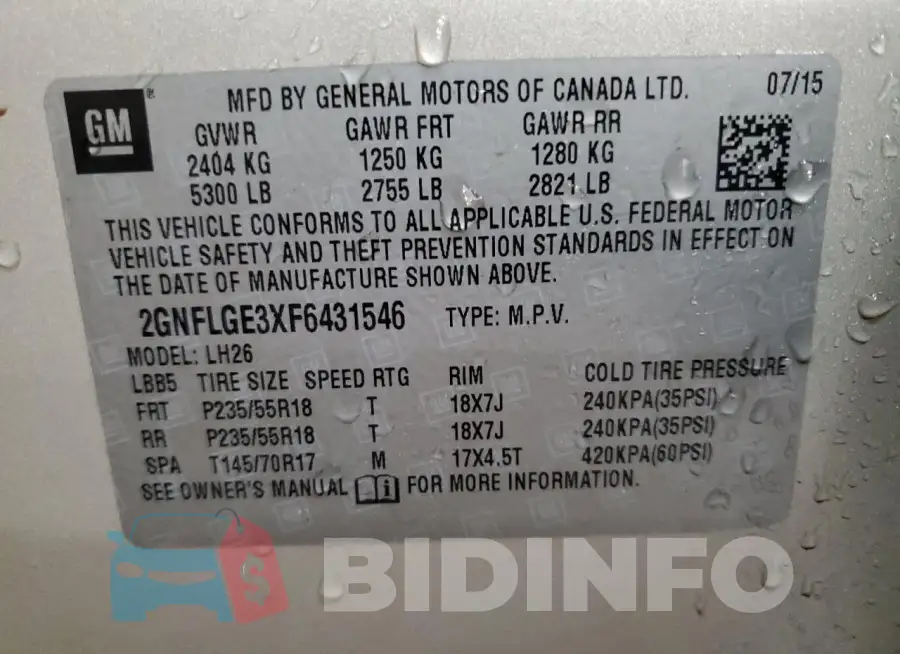 2GNFLGE3XF6431546 Photo# 13