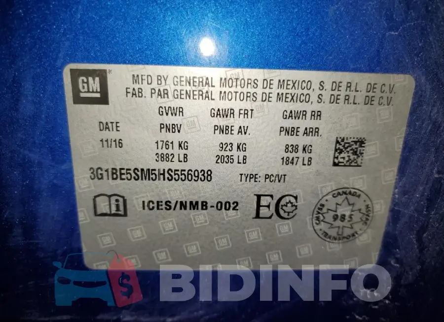 3G1BE5SM5HS556938 Photo# 12