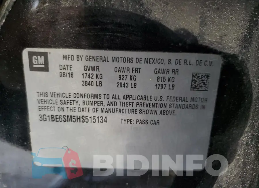 3G1BE6SM5HS515134 Photo# 12