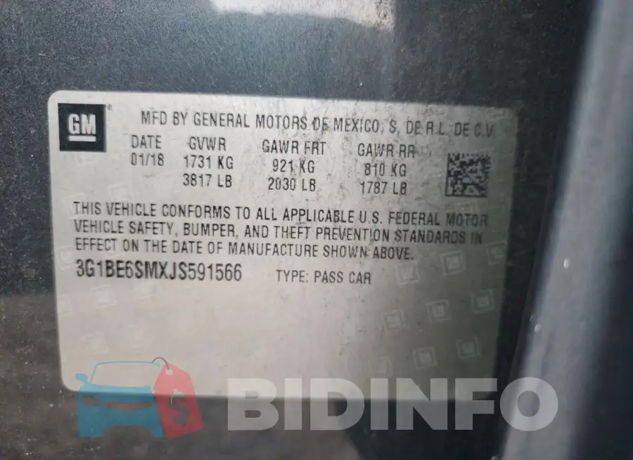 3G1BE6SMXJS591566 Photo# 13