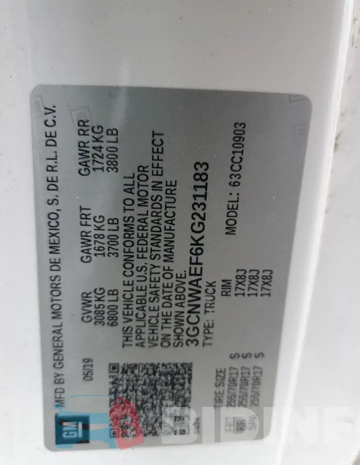 3GCNWAEF6KG231183 Photo# 12