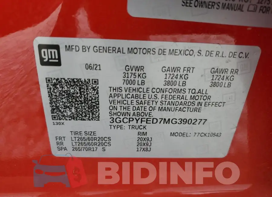 3GCPYFED7MG390277 Photo# 12