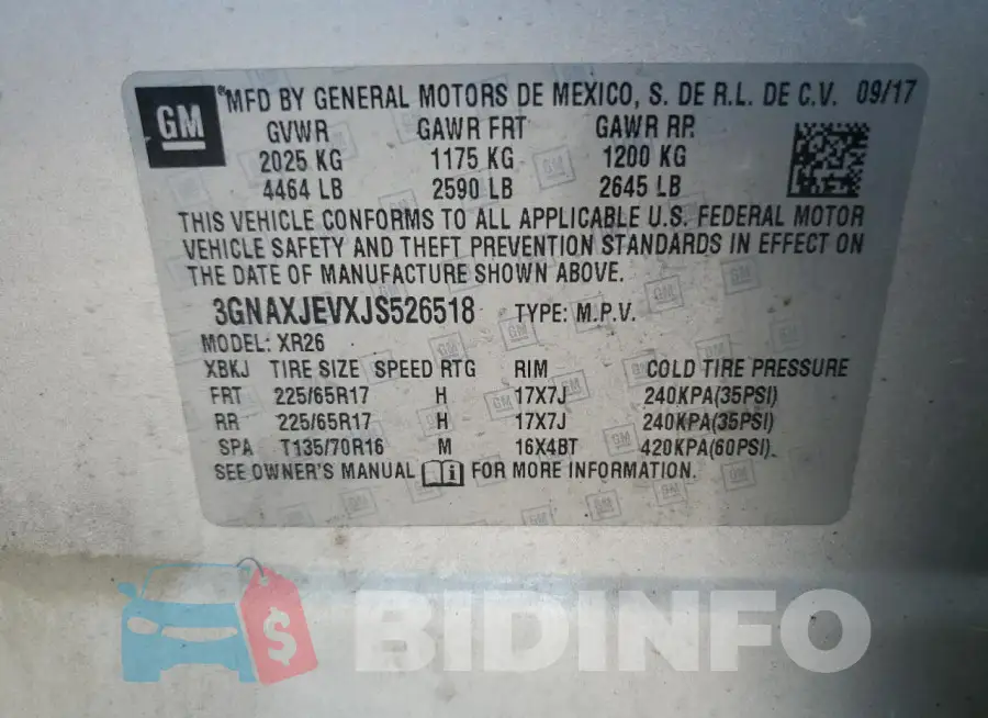 3GNAXJEVXJS526518 Photo# 13