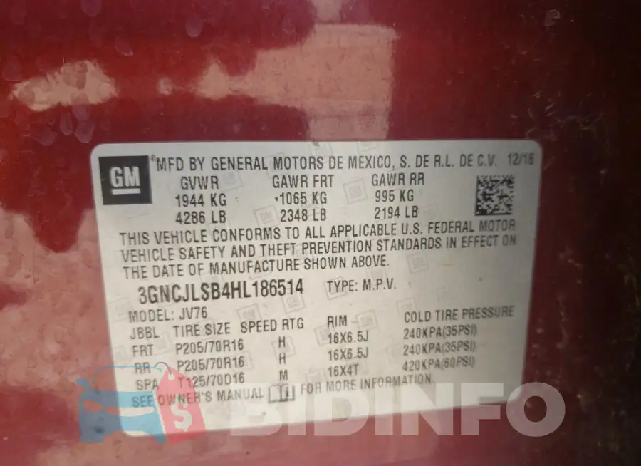 3GNCJLSB4HL186514 Photo# 14
