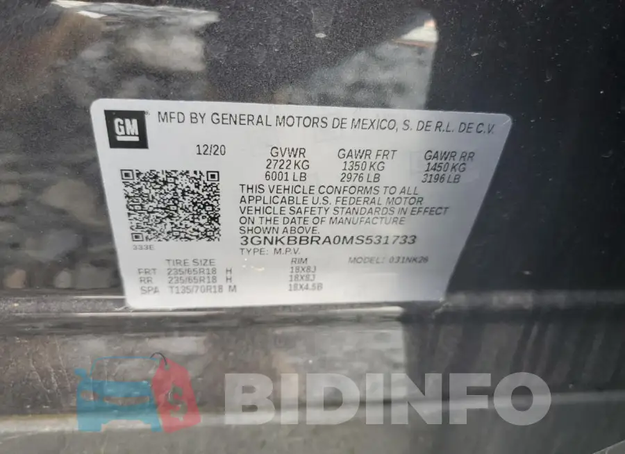 3GNKBBRA0MS531733 Photo# 14