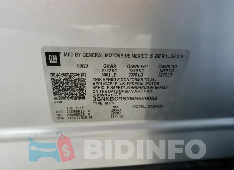 3GNKBCRS3MS509093 Photo# 13