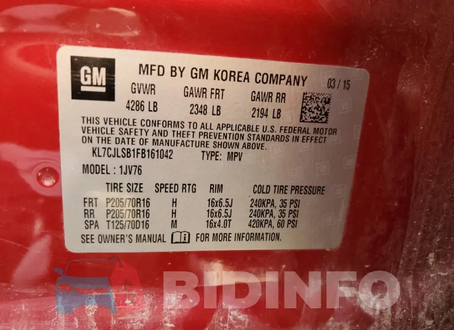KL7CJLSB1FB161042 Photo# 13