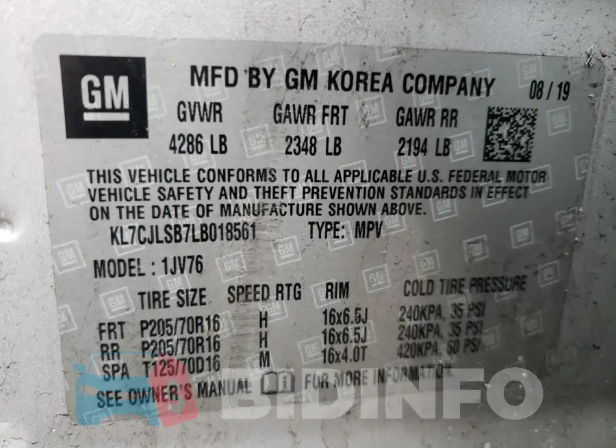 KL7CJLSB7LB018561 Photo# 13
