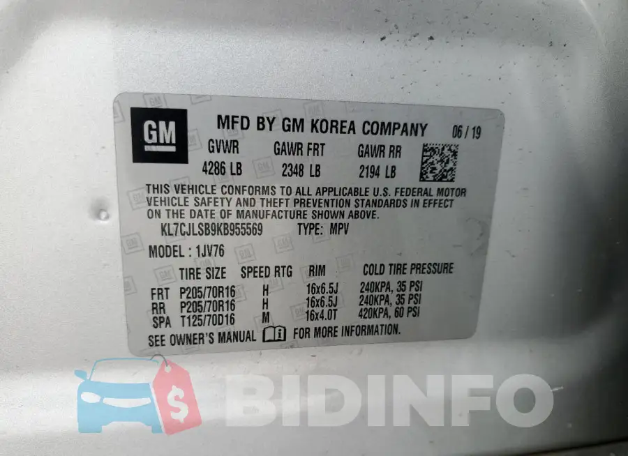 KL7CJLSB9KB955569 Photo# 14