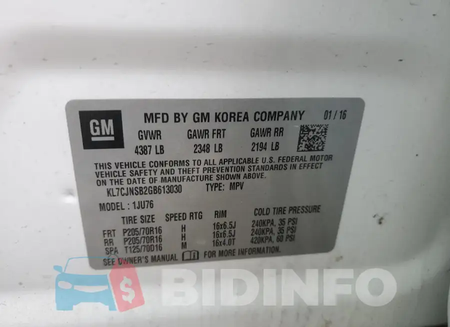 KL7CJNSB2GB613030 Photo# 12