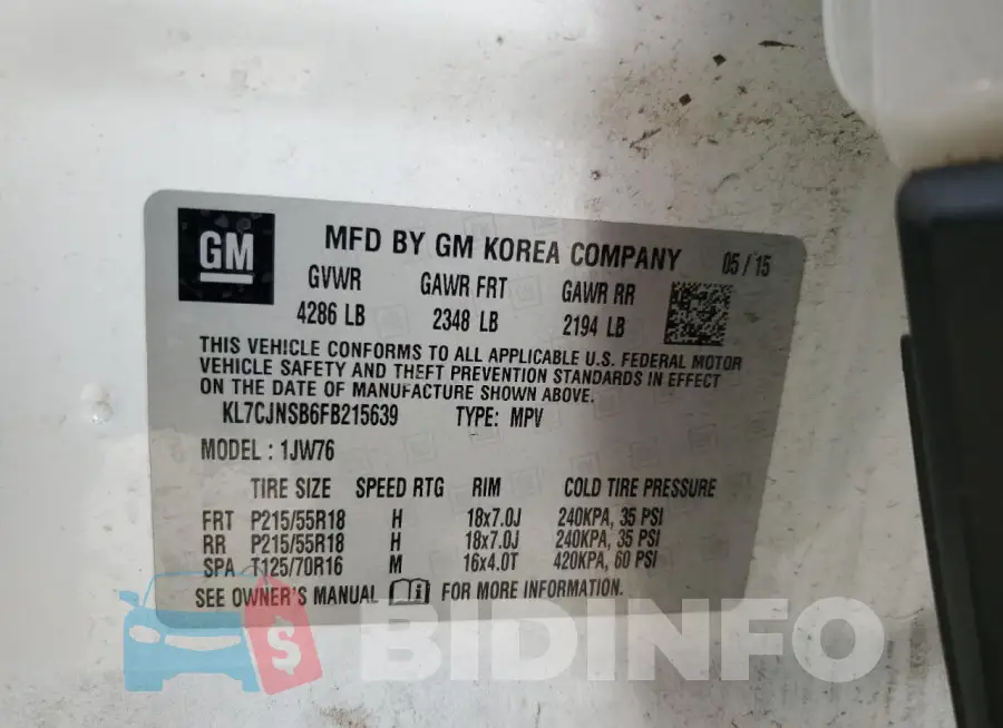 KL7CJNSB6FB215639 Photo# 13