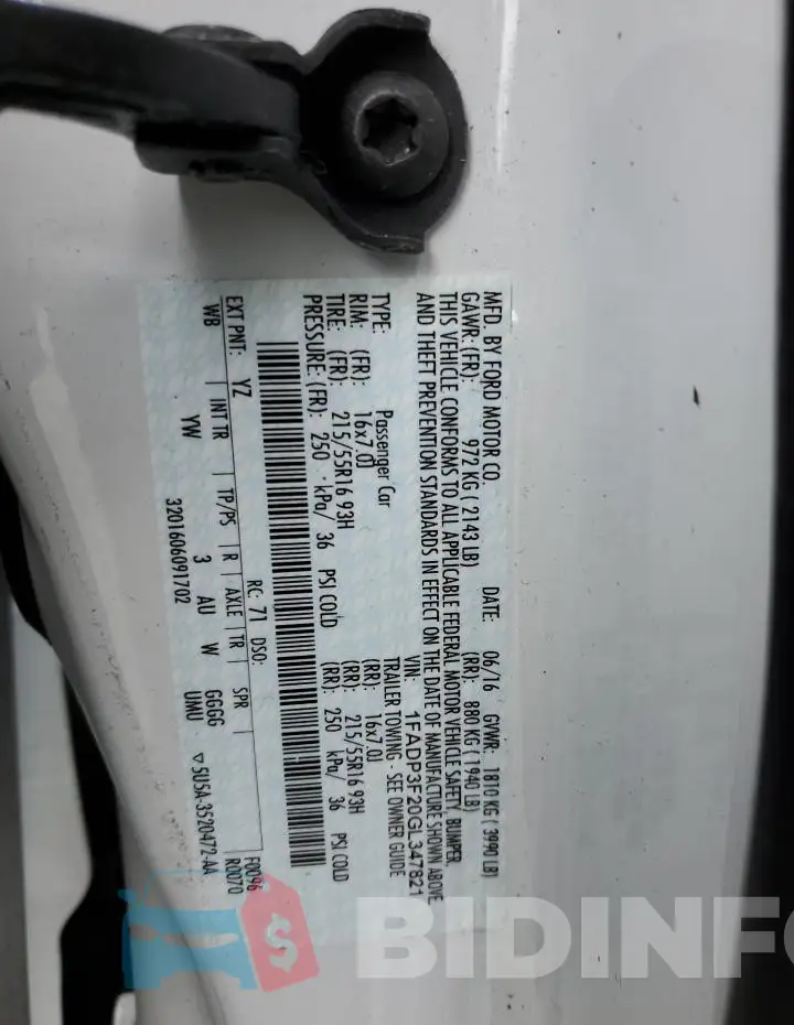 1FADP3F20GL347821 Photo# 12