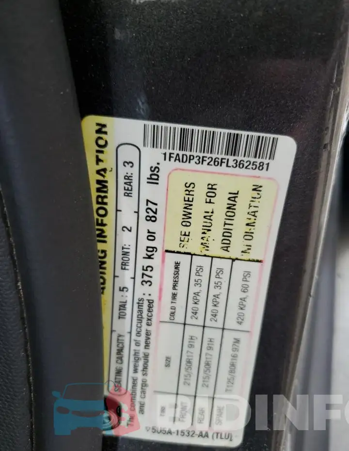 1FADP3F26FL362581 Photo# 12