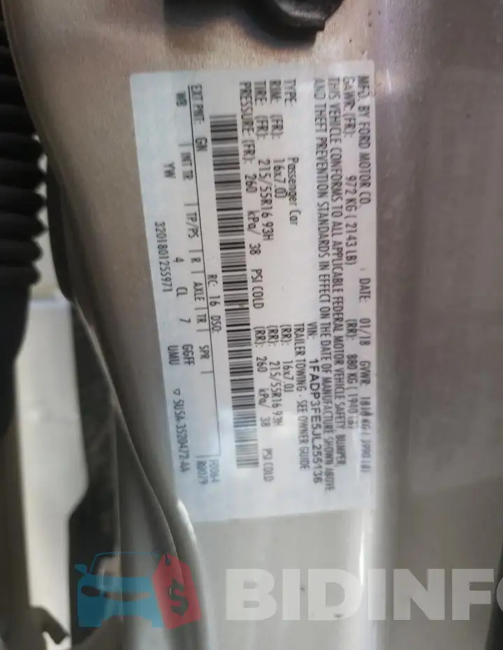 1FADP3FE5JL255136 Photo# 12