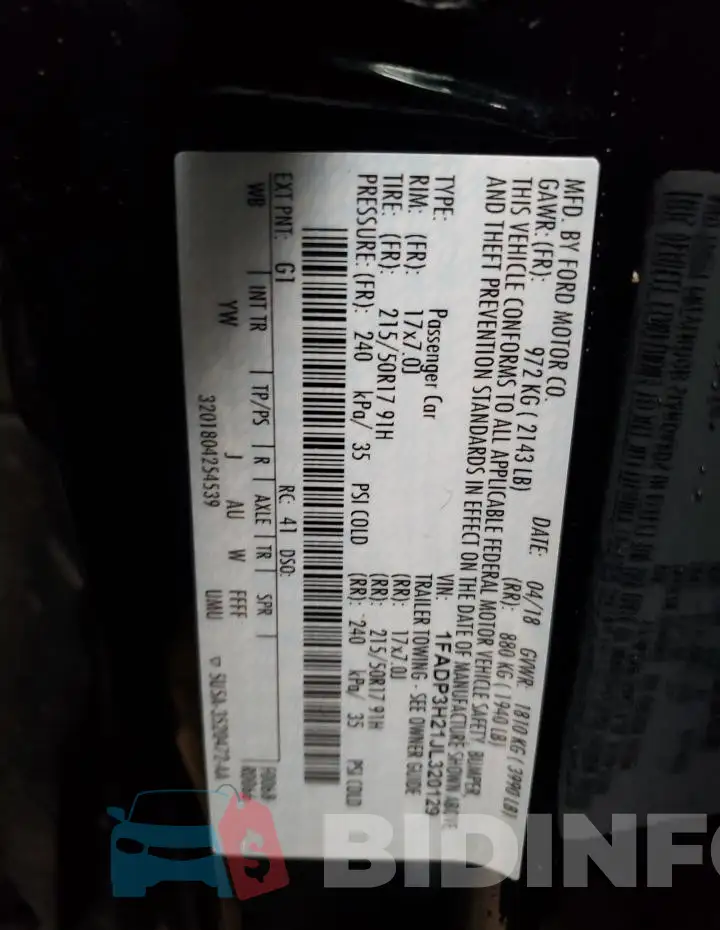 1FADP3H21JL320129 Photo# 12