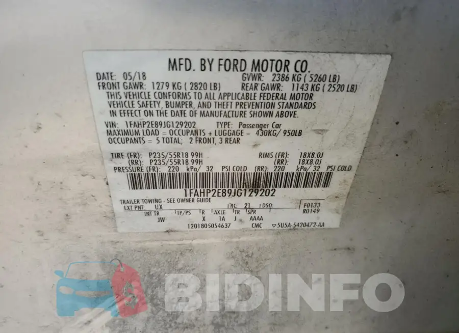 1FAHP2E89JG129202 Photo# 12