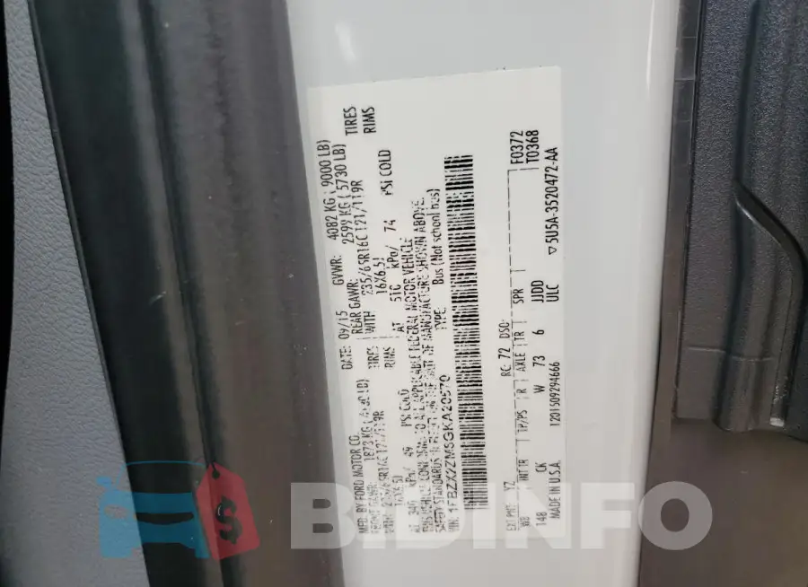 1FBZX2ZM8GKA20570 Photo# 14