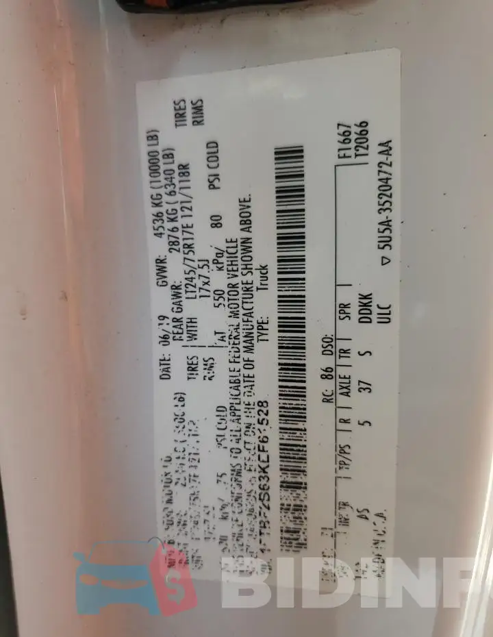 1FTBF2B63KEF61528 Photo# 12