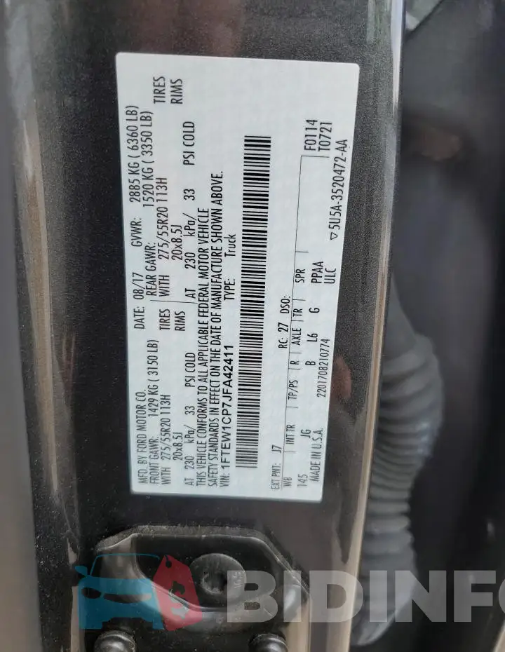 1FTEW1CP7JFA42411 Photo# 12