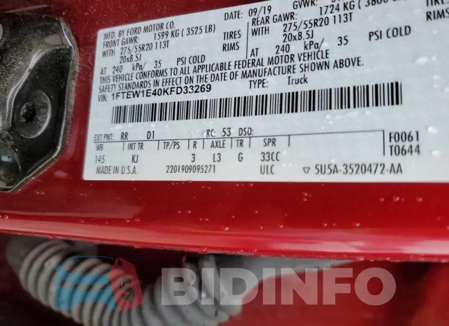 1FTEW1E40KFD33269 Photo# 13