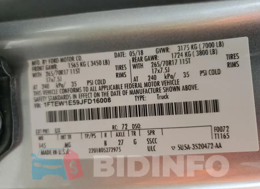 1FTEW1E59JFD16008 Photo# 12