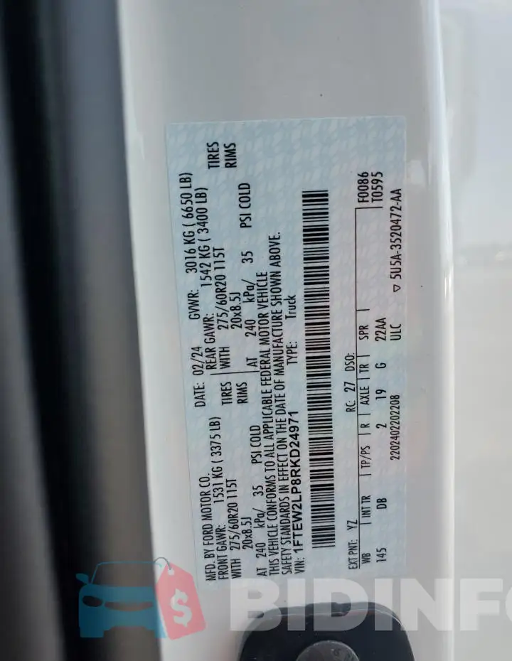 1FTEW2LP8RKD24971 Photo# 12