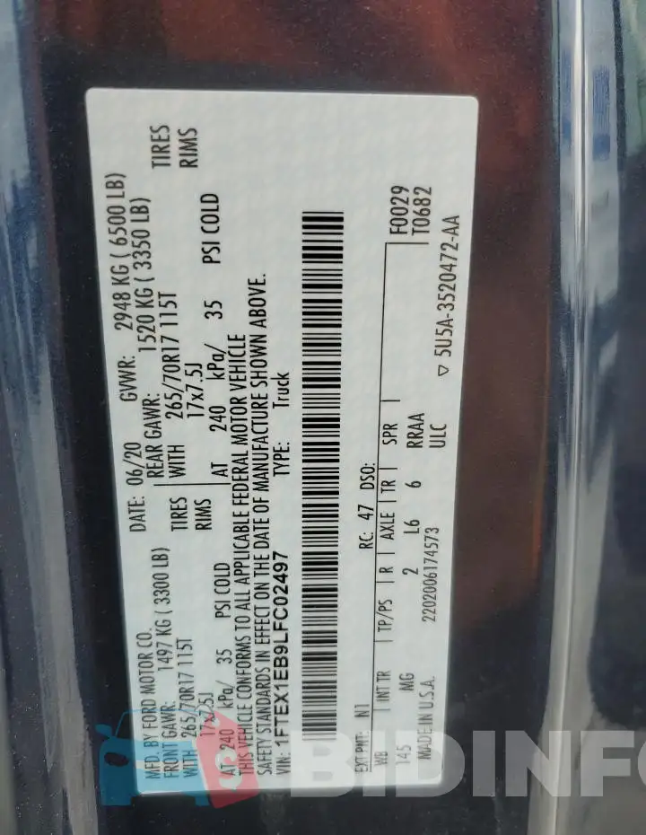 1FTEX1EB9LFC02497 Photo# 12