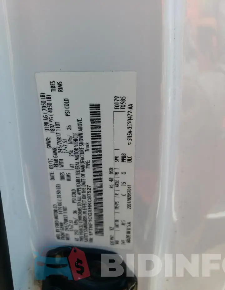1FTNF1CGXHKC87527 Photo# 12