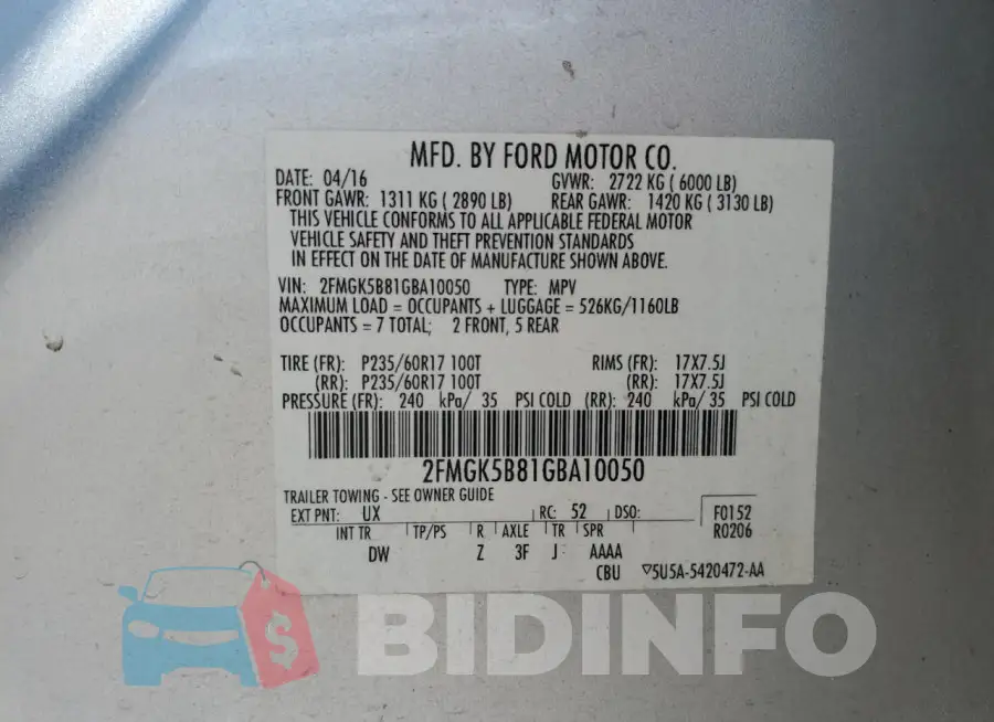 2FMGK5B81GBA10050 Photo# 12