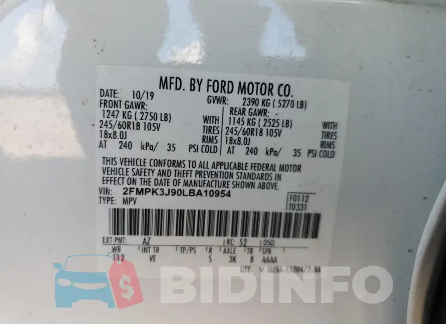2FMPK3J90LBA10954 Photo# 12