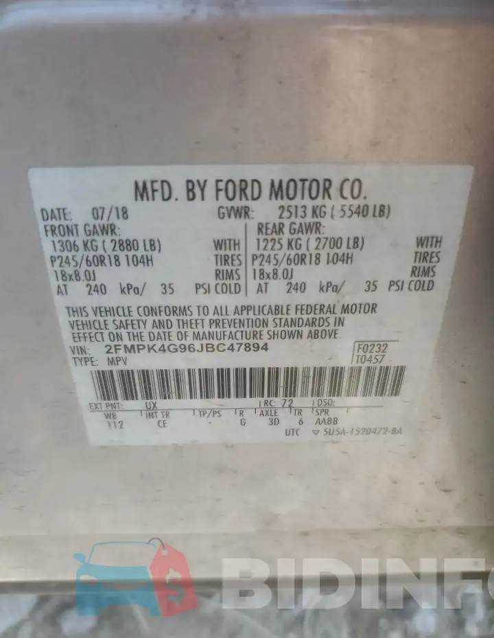 2FMPK4G96JBC47894 Photo# 13