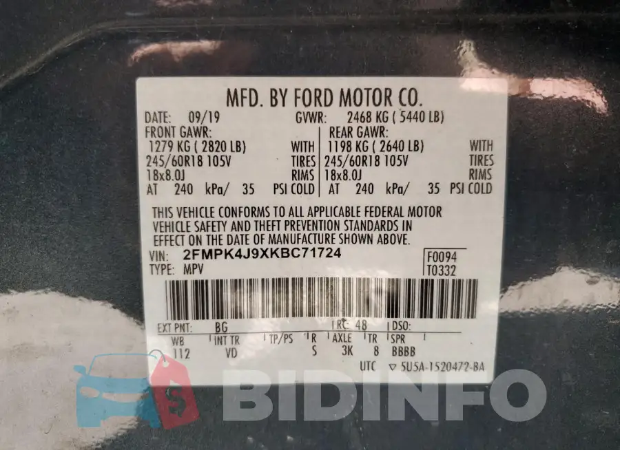 2FMPK4J9XKBC71724 Photo# 13