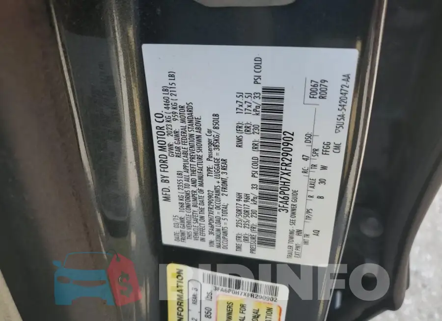 3FA6P0H7XFR290902 Photo# 12