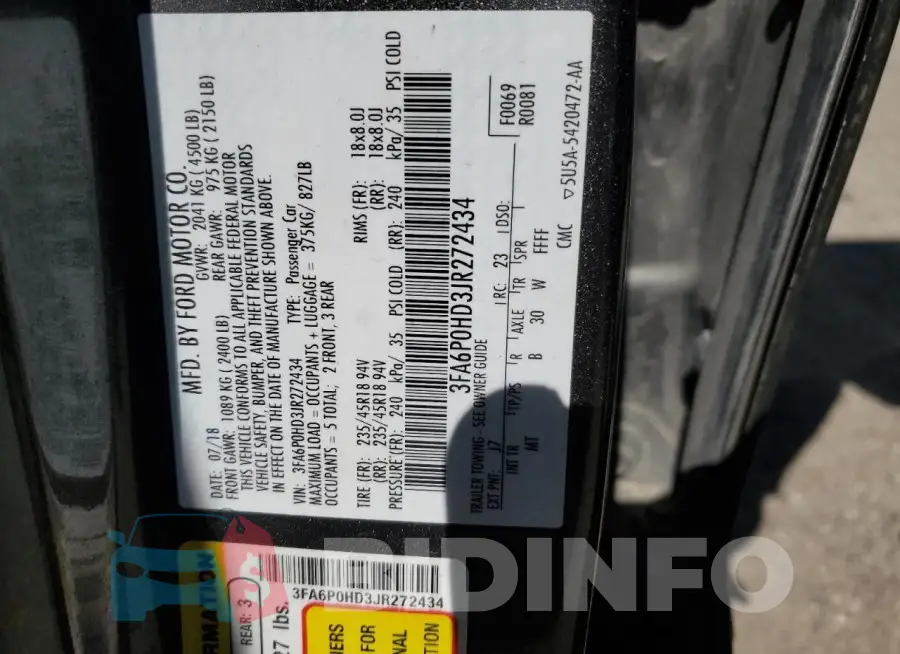 3FA6P0HD3JR272434 Photo# 12