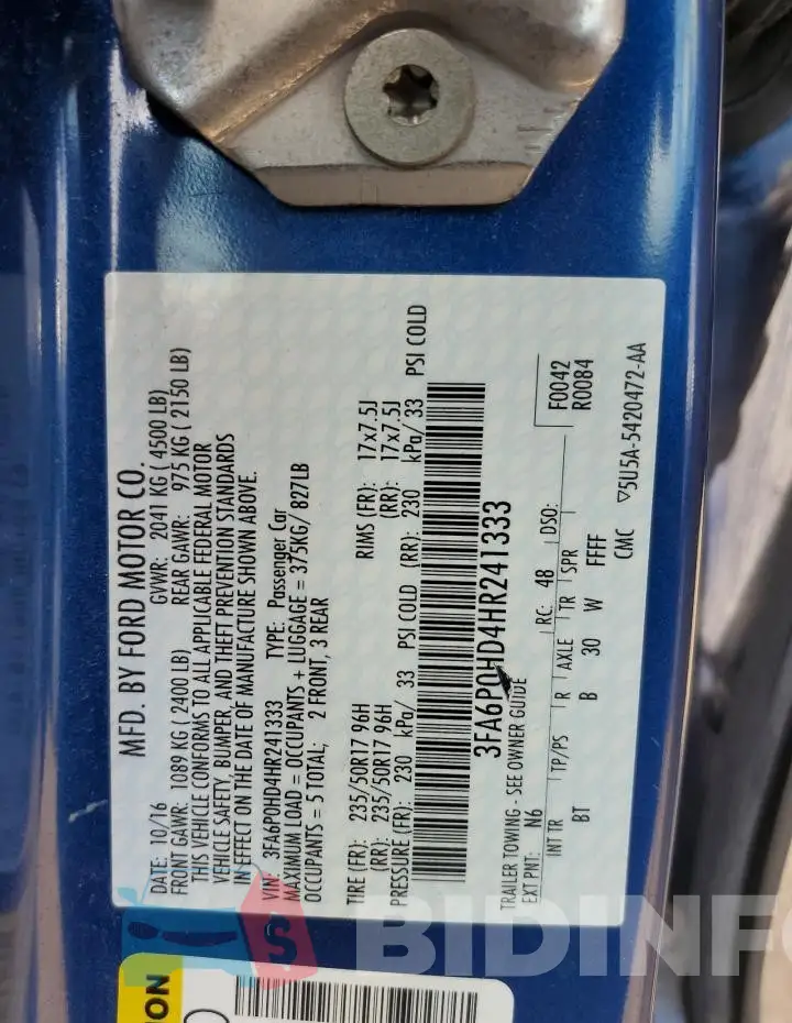 3FA6P0HD4HR241333 Photo# 12